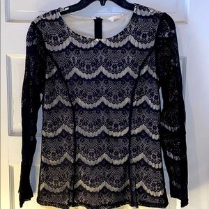 Adiva Black and Cream Lace Top